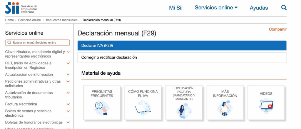 formulario online para el F29